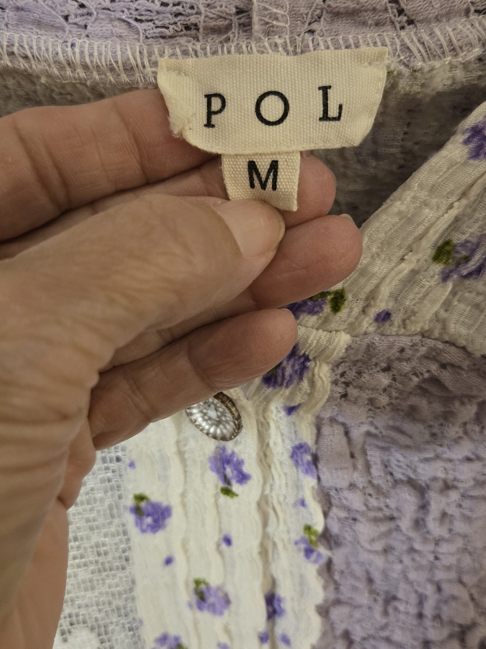 POL Lavender and Cream Floral Lace Button-Up Hoodie - Picture 6 of 9